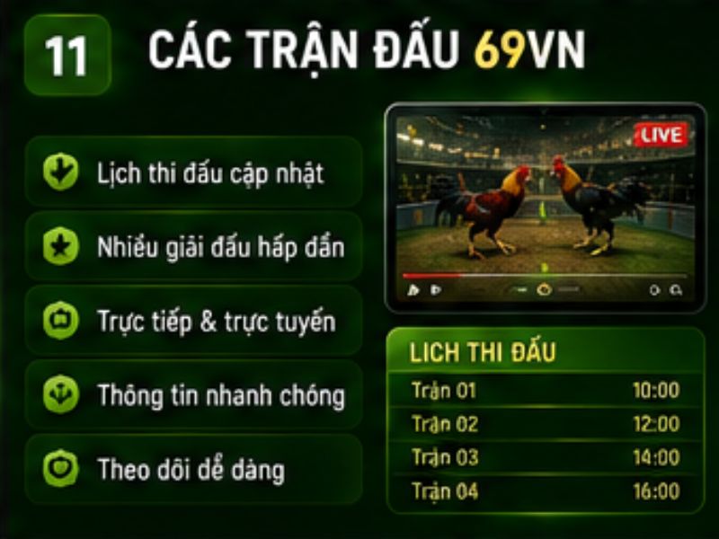 Đá Gà 69VN Có Những Trận Đấu Nào